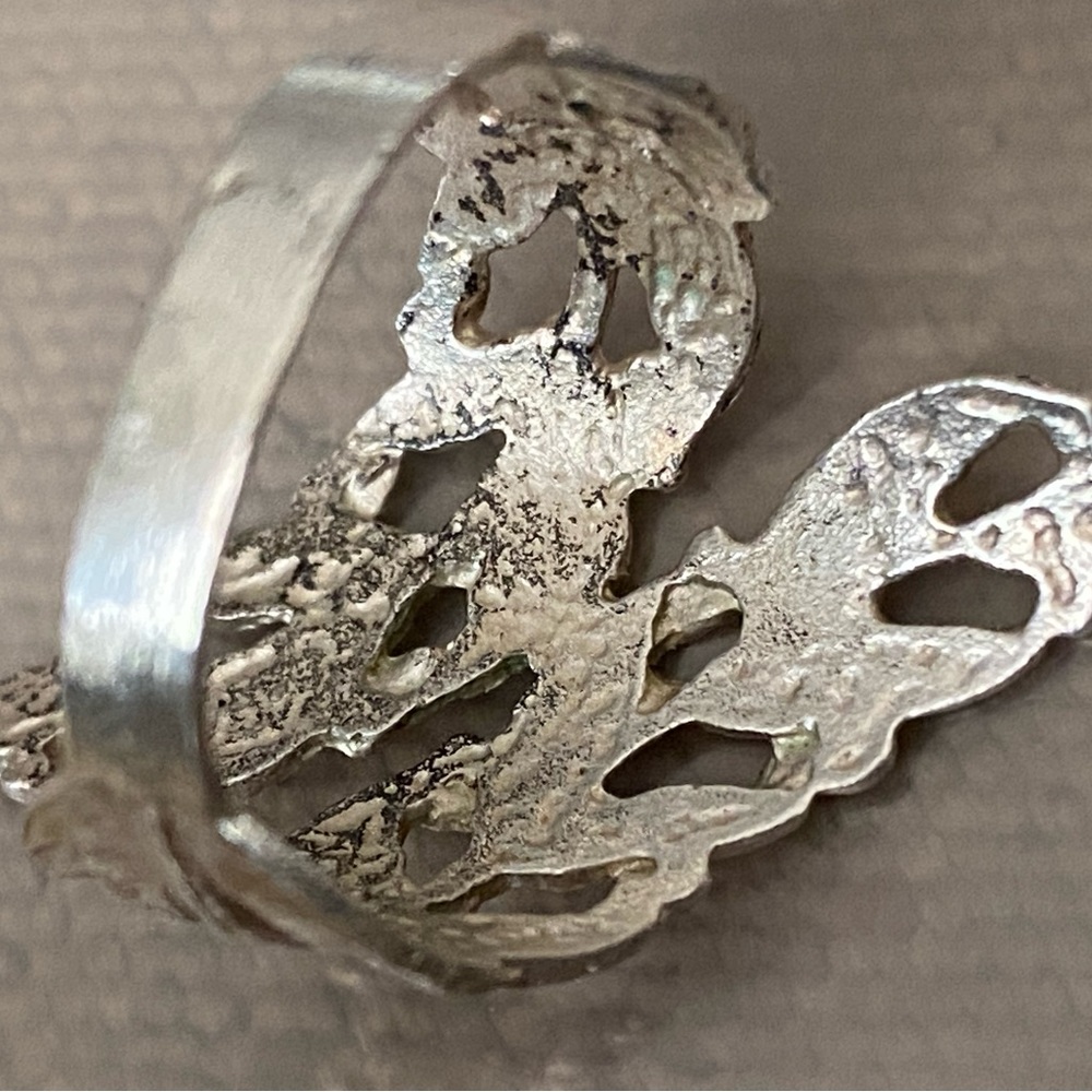 Sterling Silver Feather Bypass Ring 7 - Picture 4 of 11